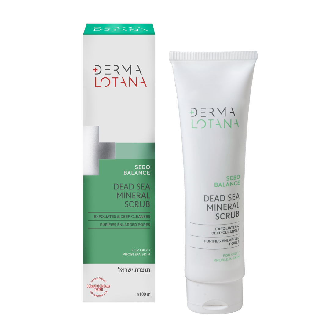 Derma Lotana Dead Sea Mineral Scrub with packaging on a white background