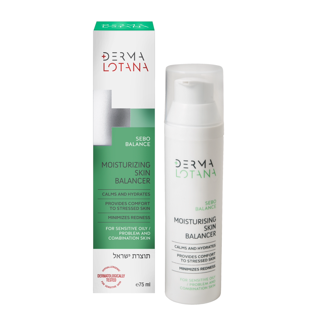 Derma Lotana moisturizing skin balancer with packaging on a white background